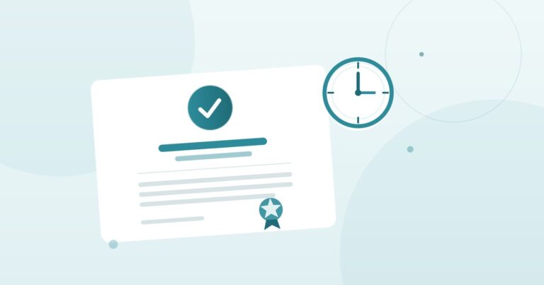 Do DBS checks expire — DBS certificate with a verification badge and a clock representing certificate validity over time